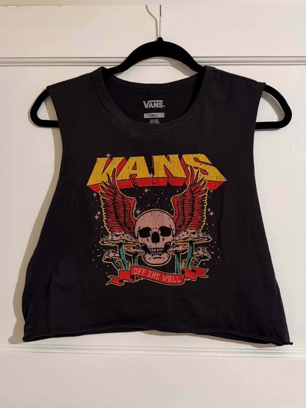 Vans Black Muscle Tank with Red and Yellow Graphic